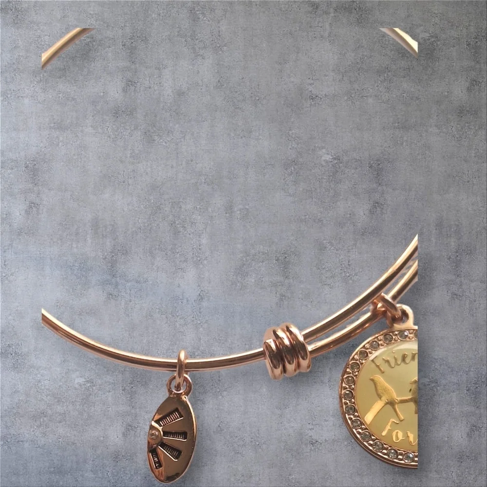 Unwritten Rose Gold Bangle Bracelet with Charms